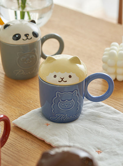 Original Cartoon Ceramic Mugs with Animal Lids - PeauleyHome