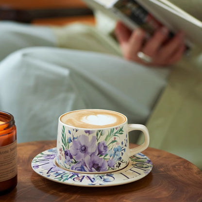 Delicate Floral Ceramic Coffee Mug Set