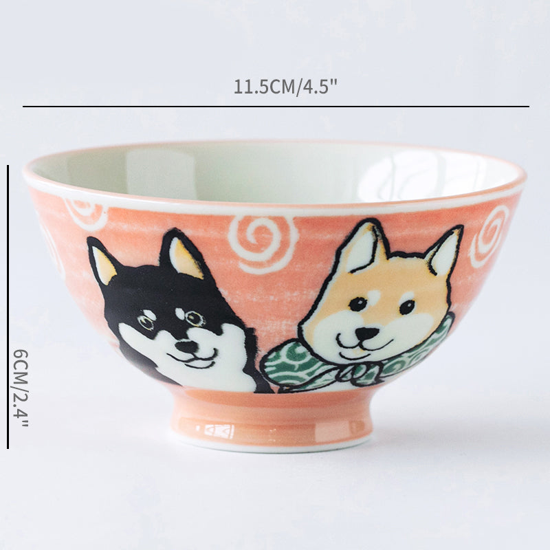 Japan Made Prosperity Animals Ceramic Rice Bowls