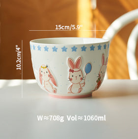 New Arrival Pretty Bunny Ceramic Bowls Plates Mugs Set - PeauleyHome