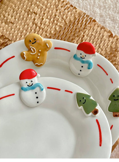 Handpainted Underglazed Ceramic Plate Spoon Christmas Gift