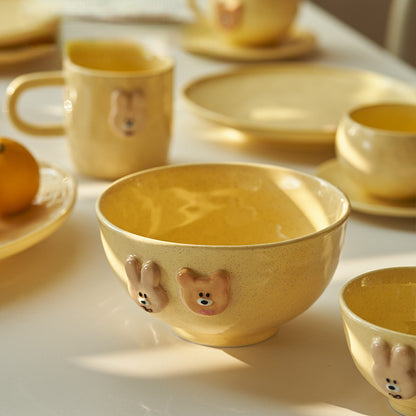 Adorable Yellow Ceramic Bowls Plates Mugs