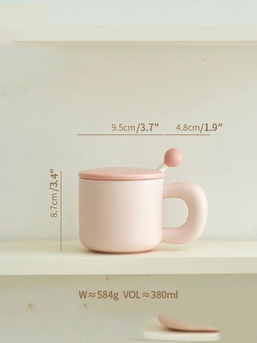 Cute Ceramic Mug with Lids and Spoon for Girls - PeauleyHome