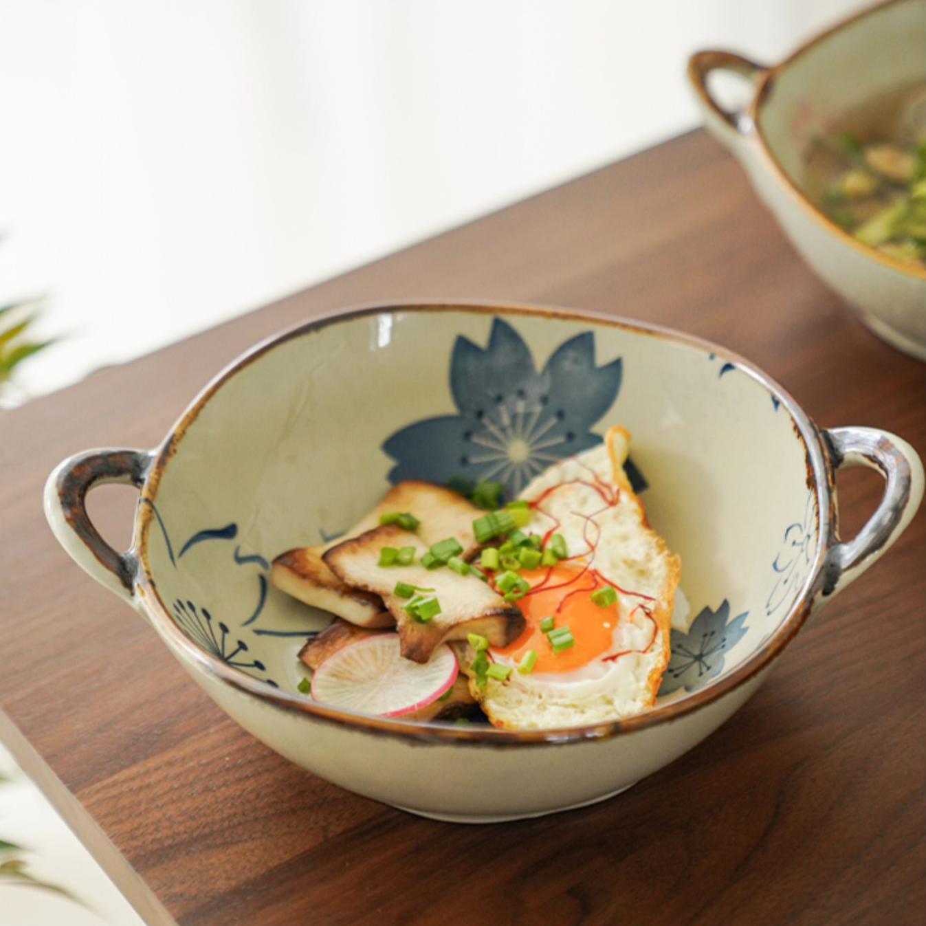 Delicate Japanese Style Ceramic Double-handled Soup Bowl