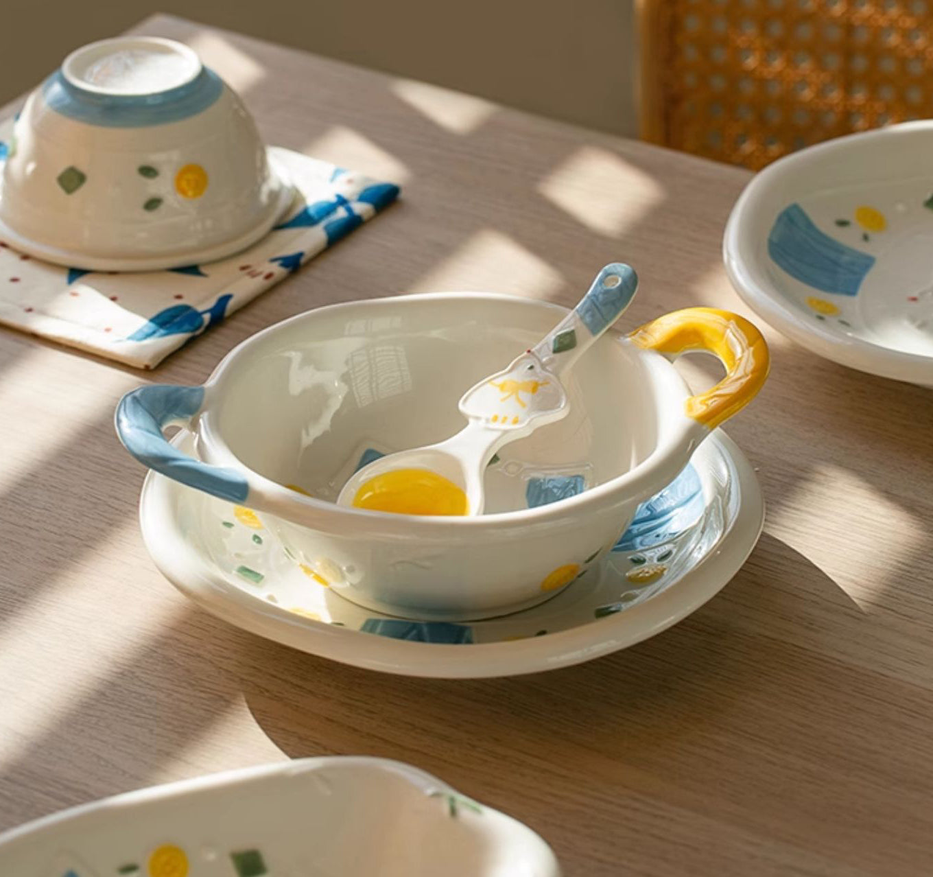 Cartoon Pigeon Embossed Ceramic Bowls Plates Spoon Saucer - PeauleyHome