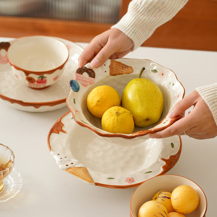 2025 New Arrival Adorable Underglazed Noodle Bowl Plate Set