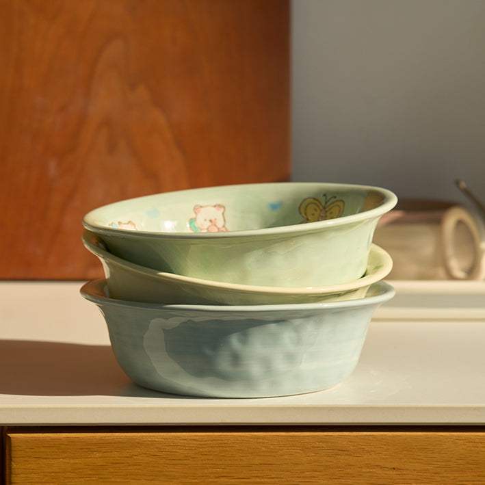 Pretty Underglazed Ceramic Yoghurt Bowl