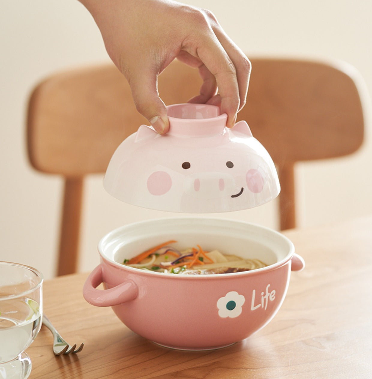 Cartoon Ceramic Noodle Bowls with Handles - PeauleyHome