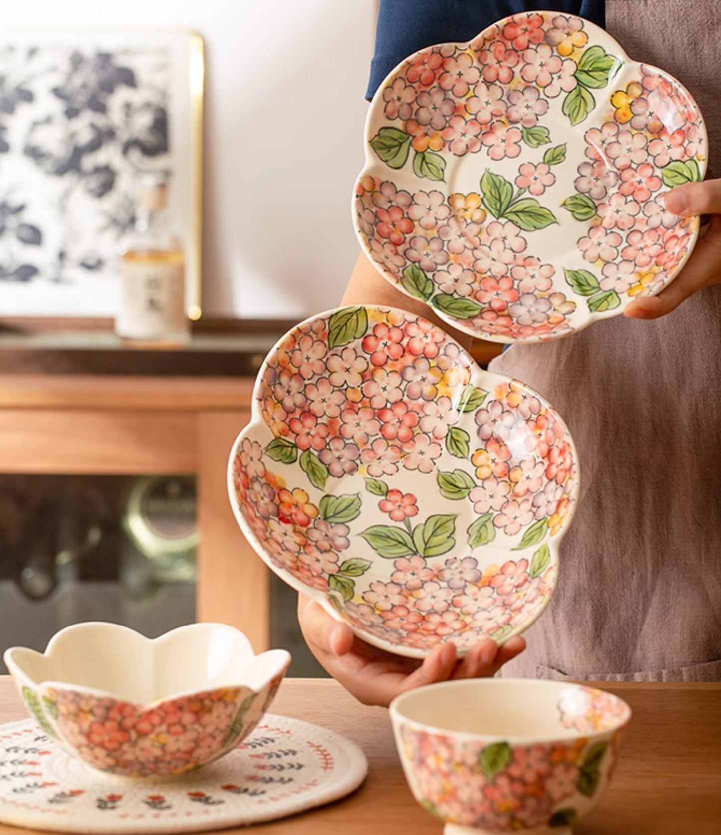 Beautiful Floral Ceramic Bowls Petal Plates - PeauleyHome