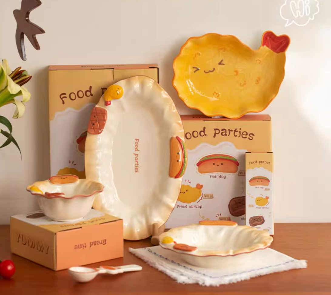 Adorable Ceramic Underglazed Breakfast Plates