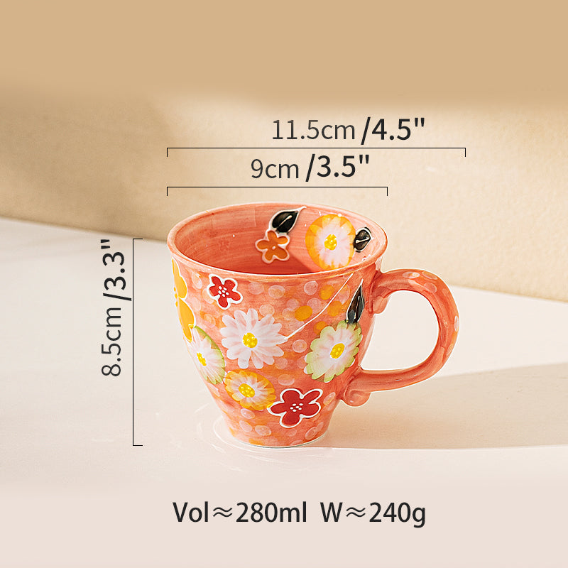 Ceramic Floral Coffee Mugs Saucers Set – PeauleyHome