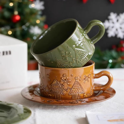Elegant Christmas Coffee Cup and Saucer Gift Set