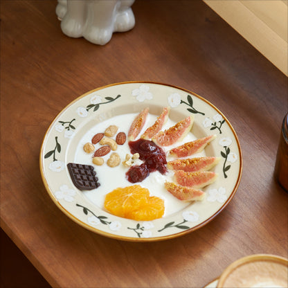 Pretty Floral Ceramic Plates Bowls Set