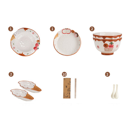 2025 New Arrival Adorable Underglazed Noodle Bowl Plate Set