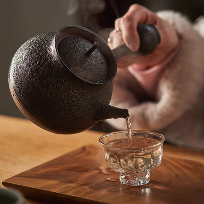 Original Crude Pottery Teapot with Side Handle