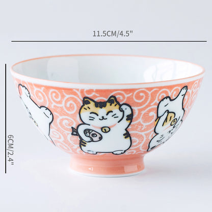 Japan Made Prosperity Animals Ceramic Rice Bowls