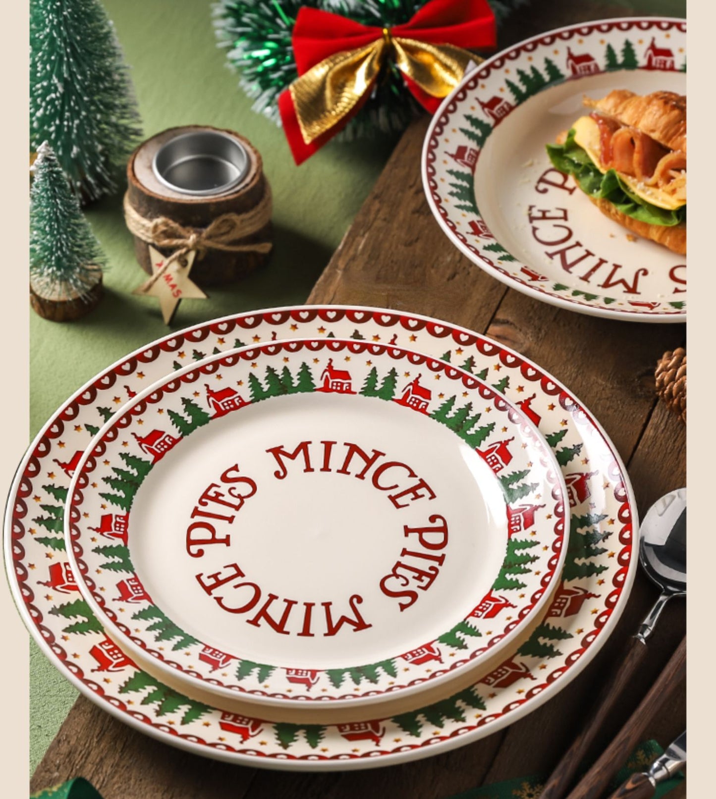 Christmas Series French Style Ceramic Plates Bowls Mugs Set