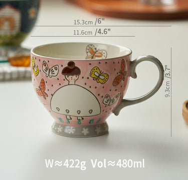 Hand-painted Lovely Cartoon Ceramic Coffee Mugs Tea Cups - PeauleyHome