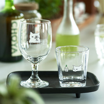 Cat Theme Glass Goblet for Juice or Wine