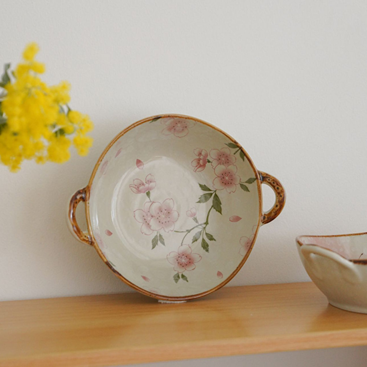 Delicate Japanese Style Ceramic Double-handled Soup Bowl