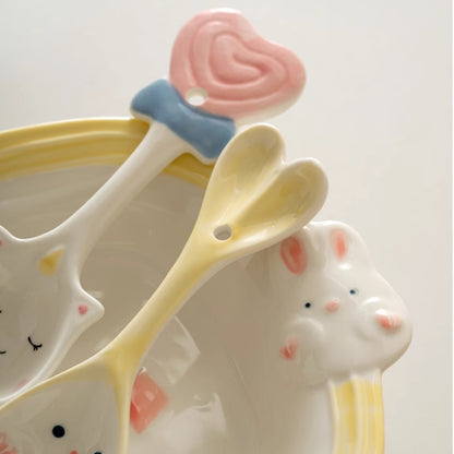 Adorable Rabbit Unicorn Ceramic Plates for Fruit or Food - PeauleyHome