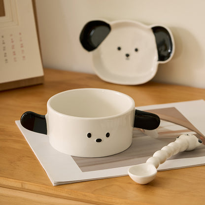 Cute Ceramic Plates Bowls with double Handles