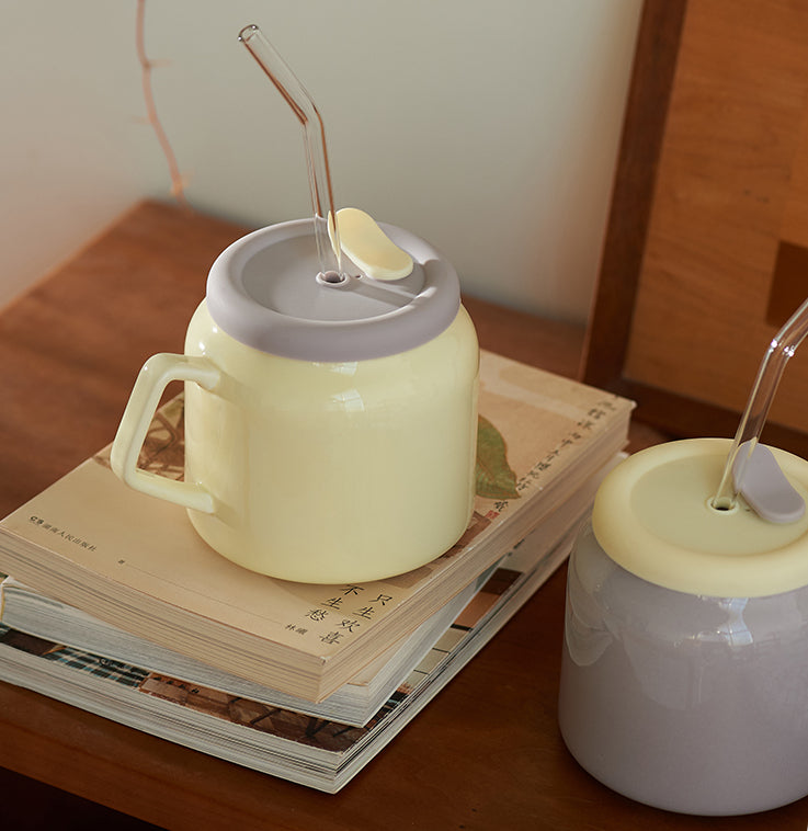 Ceramic Water Cup with Straw - PeauleyHome