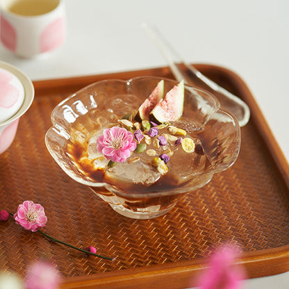 Delicate Petal Glass Bowl & Spoon