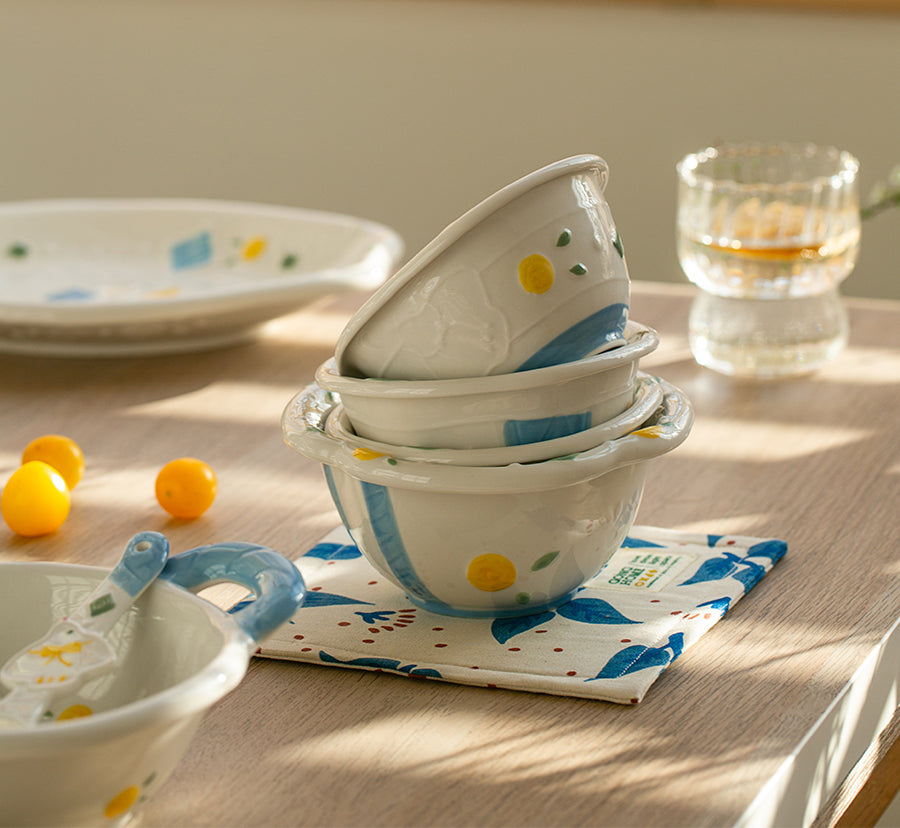 Cartoon Pigeon Embossed Ceramic Bowls Plates Spoon Saucer - PeauleyHome