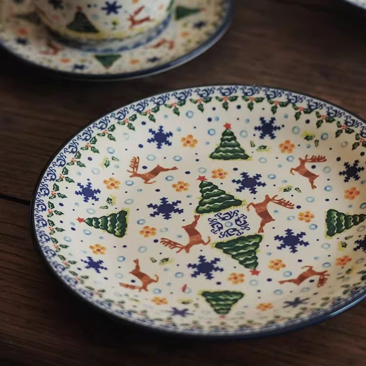 Vintage Christmas Gift Ceramic Coffee Mug Plate