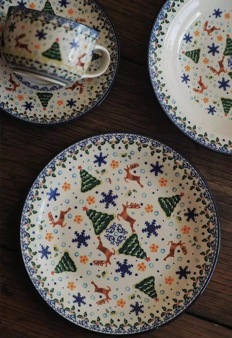 Vintage Christmas Gift Ceramic Coffee Mug Plate