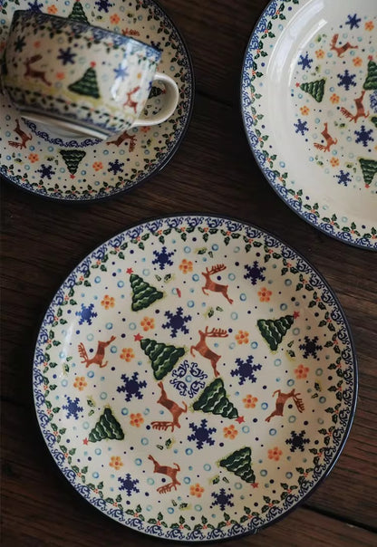 Vintage Christmas Gift Ceramic Coffee Mug Plate