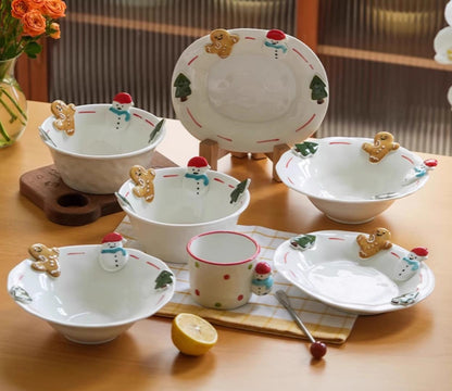 Handpainted Underglazed Ceramic Plate Spoon Christmas Gift