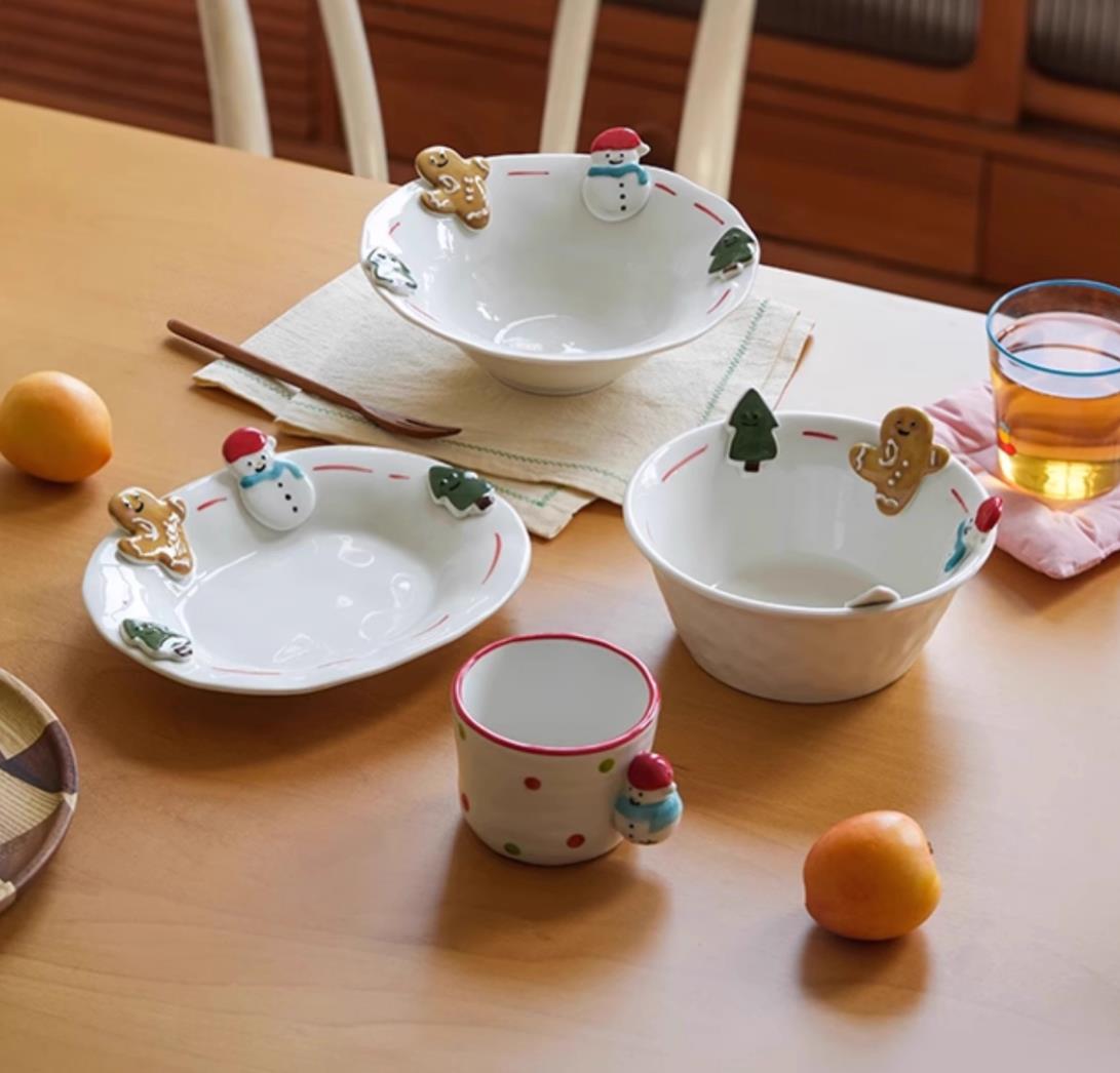 Handpainted Underglazed Ceramic Plate Spoon Christmas Gift