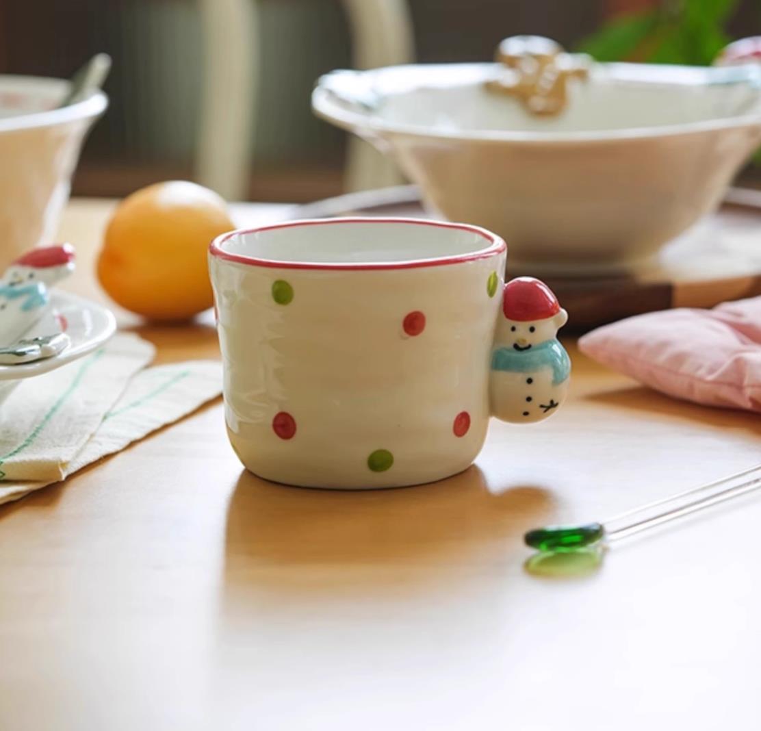 Handpainted Underglazed Ceramic Plate Spoon Christmas Gift