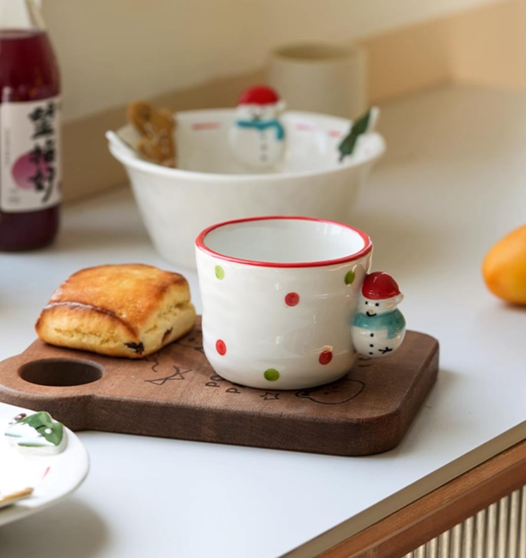 Handpainted Underglazed Ceramic Plate Spoon Christmas Gift