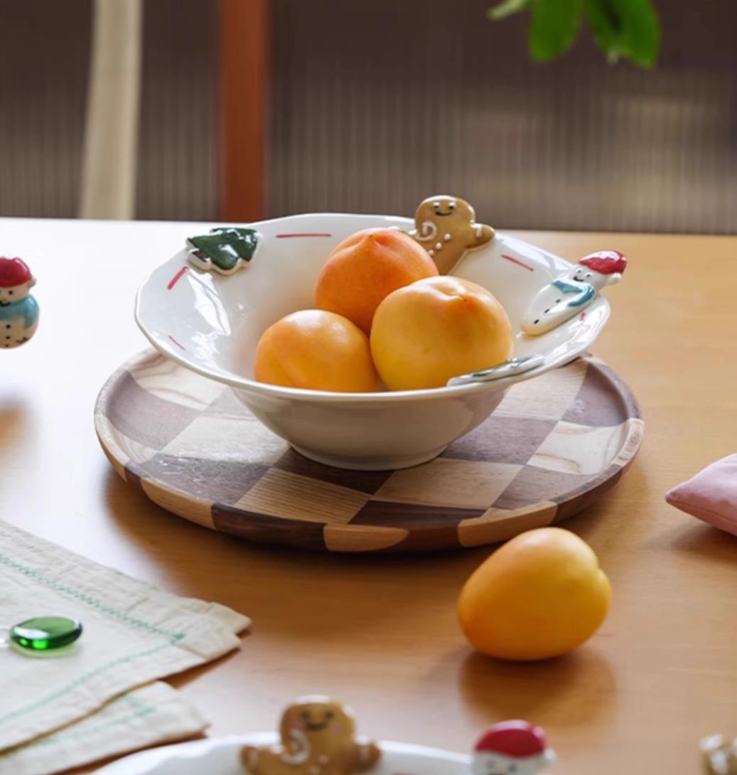 Handpainted Underglazed Ceramic Plate Spoon Christmas Gift