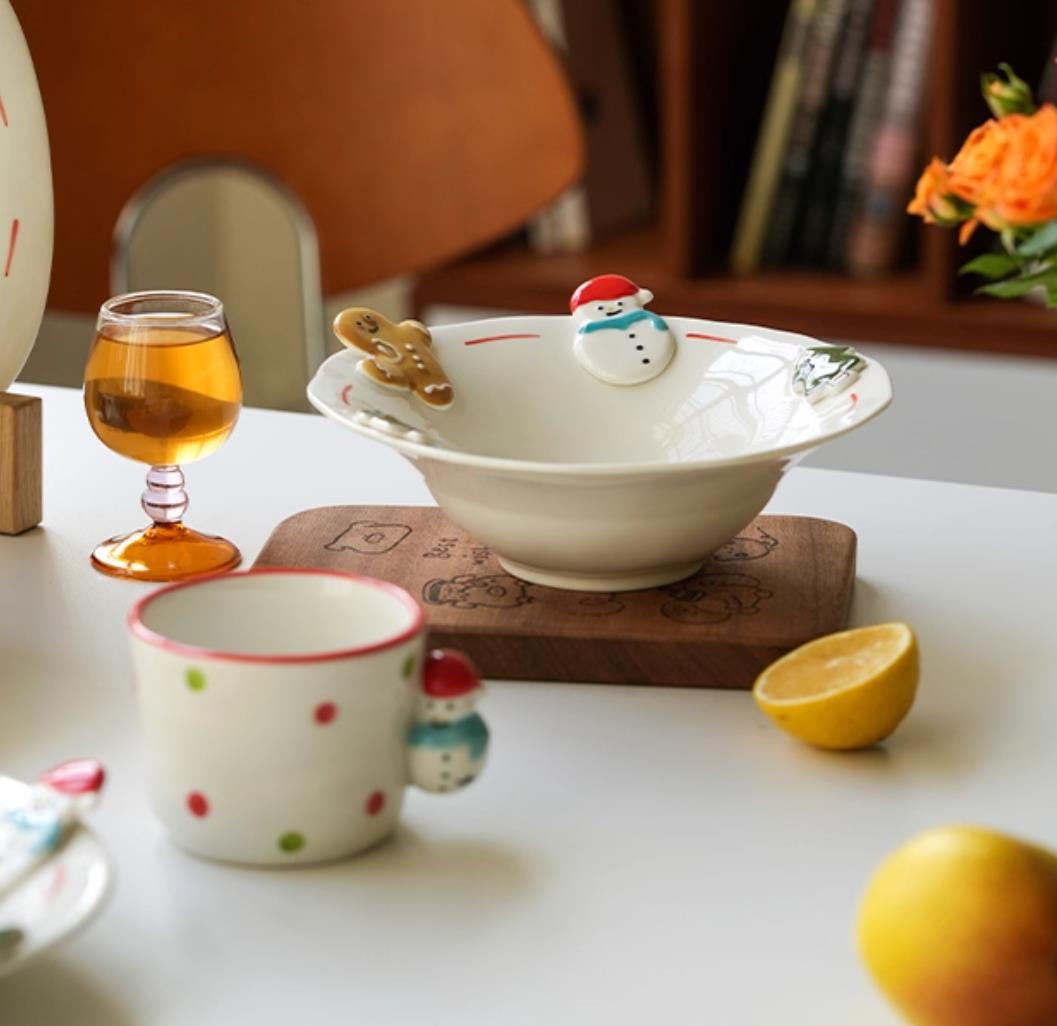 Handpainted Underglazed Ceramic Plate Spoon Christmas Gift