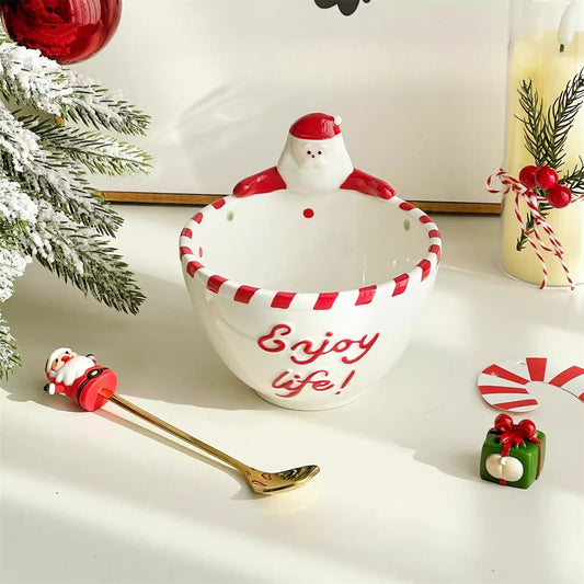 Santa Claus Ceramic Bowl - Underglaze Color Tableware