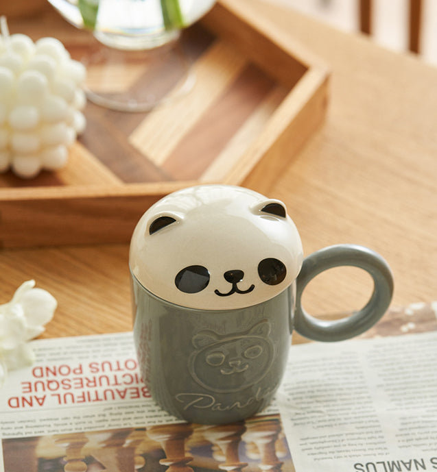 Original Cartoon Ceramic Mugs with Animal Lids - PeauleyHome