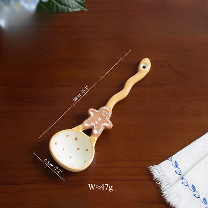 Japanese-style Ceramic Long-handled Soup Spoon