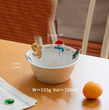 Handpainted Underglazed Ceramic Plate Spoon Christmas Gift