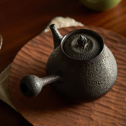 Original Crude Pottery Teapot with Side Handle