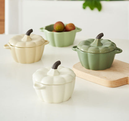 Nordic Small Ceramic Bowls with Lids for Babies Pumpkin Pot - PeauleyHome