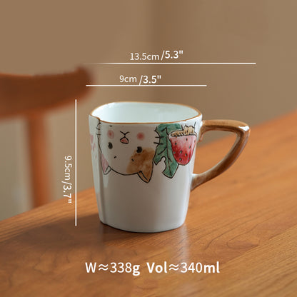 Underglazed Cat-themed Bowls Mugs Set