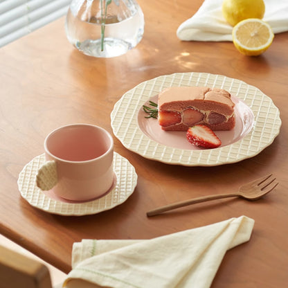 Original Waffle -themed Ceramic Coffee Mug Plate Set