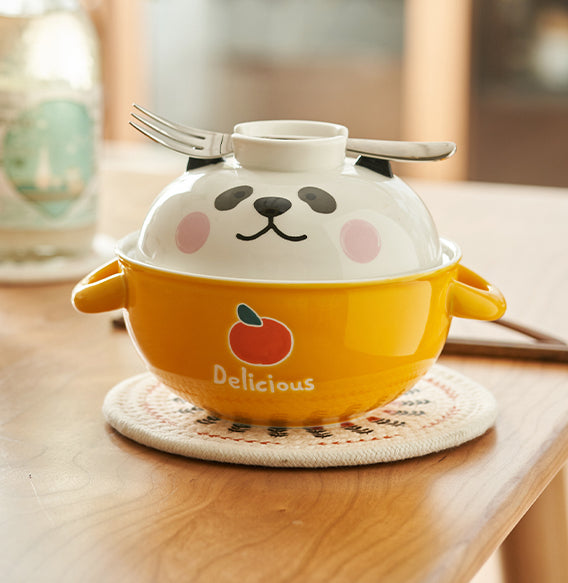 Cartoon Ceramic Noodle Bowls with Handles - PeauleyHome