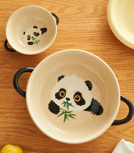 Panda Ceramic Rice Bowl with Handles - PeauleyHome