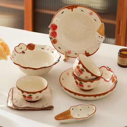 2025 New Arrival Adorable Underglazed Noodle Bowl Plate Set