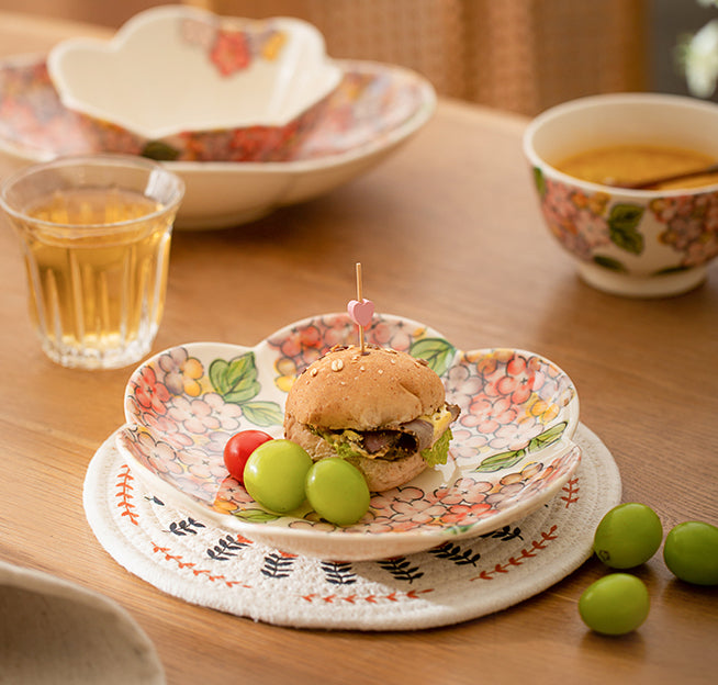 Beautiful Floral Ceramic Bowls Petal Plates - PeauleyHome